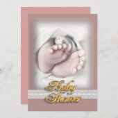 Uitnodiging baby shower baby voetjes schets (Voorkant / Achterkant)