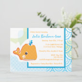 Uitnodiging baby shower - Baby walvis (Staand voorkant)