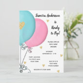 Uitnodiging Baby shower ballon (Staand voorkant)
