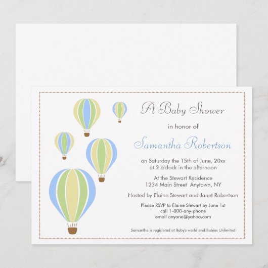 Uitnodiging Baby shower ballon (Voorkant / Achterkant)