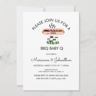 Uitnodiging Baby Shower BBQ Baby Q Grillende Hotdo
