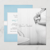 Uitnodiging baby shower (blauw) (Voorkant / Achterkant)
