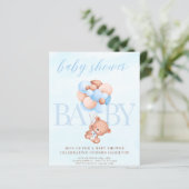 Uitnodiging baby shower, Blauw, Baby Boy (Staand voorkant)
