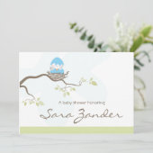 Uitnodiging baby shower - Blauwe Baby (Staand voorkant)