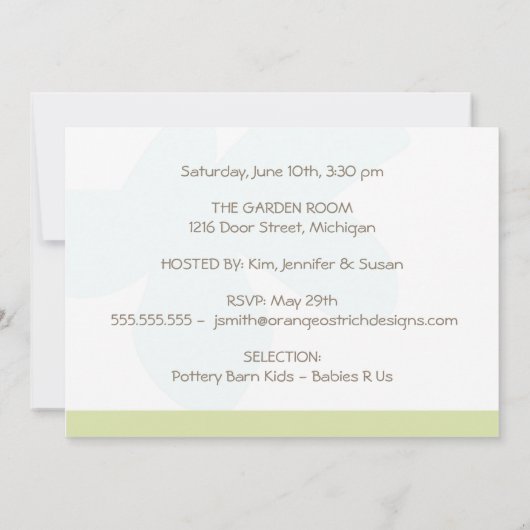 Uitnodiging baby shower - Blauwe Baby (Achterkant)