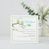 Uitnodiging baby shower - Blauwe Twin Baby Ownersh (Staand voorkant)