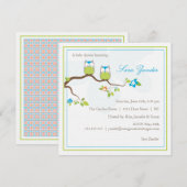 Uitnodiging baby shower - Blauwe Twin Baby Ownersh (Voorkant / Achterkant)