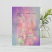Uitnodiging baby shower - Bokeh Tulips (Staand voorkant)