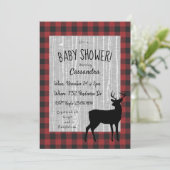 Uitnodiging Baby shower bos — rood/zwart (Staand voorkant)