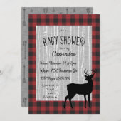 Uitnodiging Baby shower bos — rood/zwart (Voorkant / Achterkant)