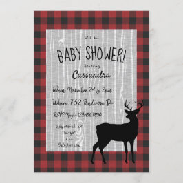 Uitnodiging Baby shower bos — rood/zwart