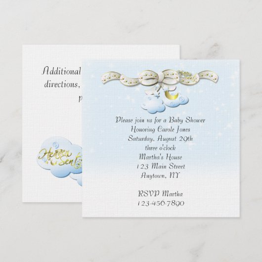 Uitnodiging Baby shower Clouds (Voorkant / Achterkant)