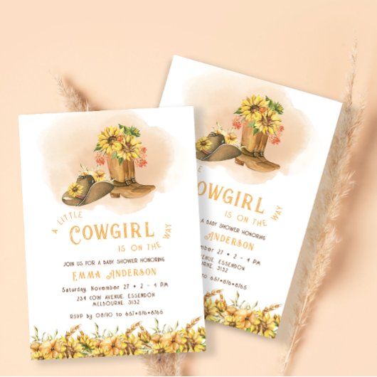 Uitnodiging Baby shower Cowgirl