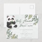 Uitnodiging baby shower, Dier, Panda (Voorkant / Achterkant)