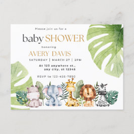 Uitnodiging baby shower, Dieren, Safari