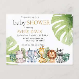 Uitnodiging baby shower, Dieren, Safari