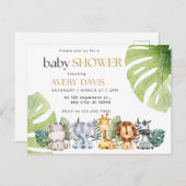 Uitnodiging baby shower, Dieren, Safari (Voorkant / Achterkant)