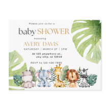 Uitnodiging baby shower, Dieren, Safari