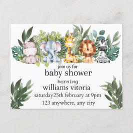 Uitnodiging baby shower, Dieren, Safari
