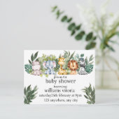 Uitnodiging baby shower, Dieren, Safari (Staand voorkant)