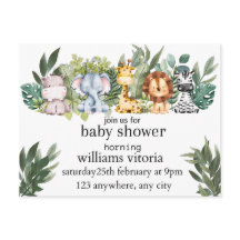 Uitnodiging baby shower, Dieren, Safari