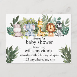 Uitnodiging baby shower, Dieren, Safari