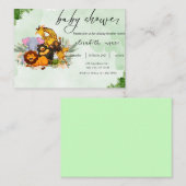 uitnodiging baby shower dieren schattig informatiekaartje (Voorkant / Achterkant)