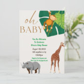 Uitnodiging baby shower Dierentuin (Staand voorkant)