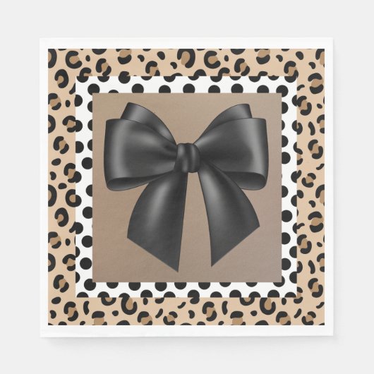 Uitnodiging baby shower - Dierlijk afdrukken - Bow Servet (Voorkant)