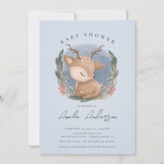 Uitnodiging Baby shower Forest Deer (Voorkant)