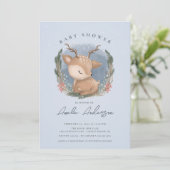 Uitnodiging Baby shower Forest Deer (Staand voorkant)