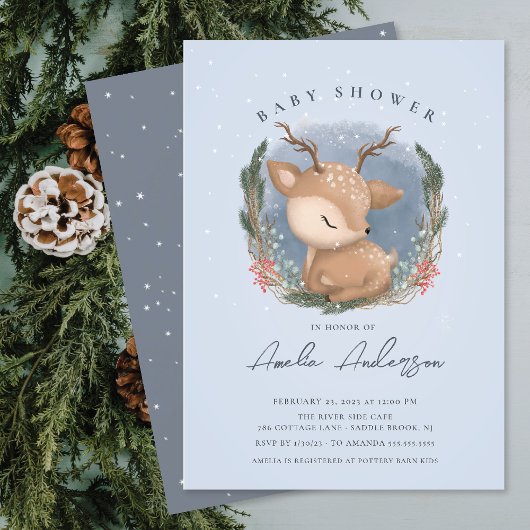 Uitnodiging Baby shower Forest Deer
