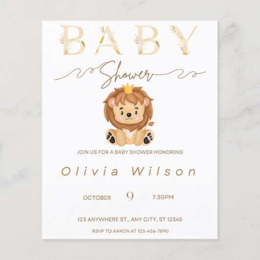 Uitnodiging baby shower Golden Animal (Voorkant)