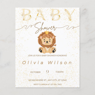 Uitnodiging baby shower, Golden, Animal