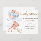 Uitnodiging baby shower, het is een jongen (Voorkant / Achterkant)