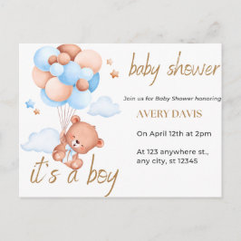 Uitnodiging baby shower, het is een jongen