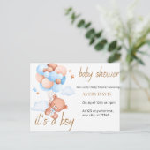 Uitnodiging baby shower, het is een jongen (Staand voorkant)