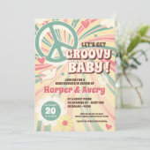 Uitnodiging Baby shower Hippie Party (Staand voorkant)
