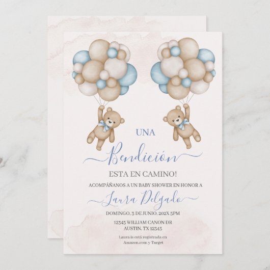 Uitnodiging baby shower jongen (Voorkant / Achterkant)