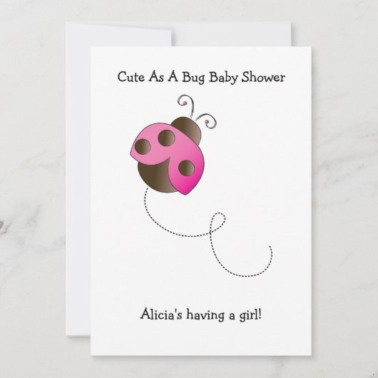 Uitnodiging Baby shower Lady Bug Girl (Voorkant)
