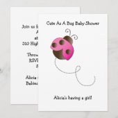 Uitnodiging Baby shower Lady Bug Girl (Voorkant / Achterkant)