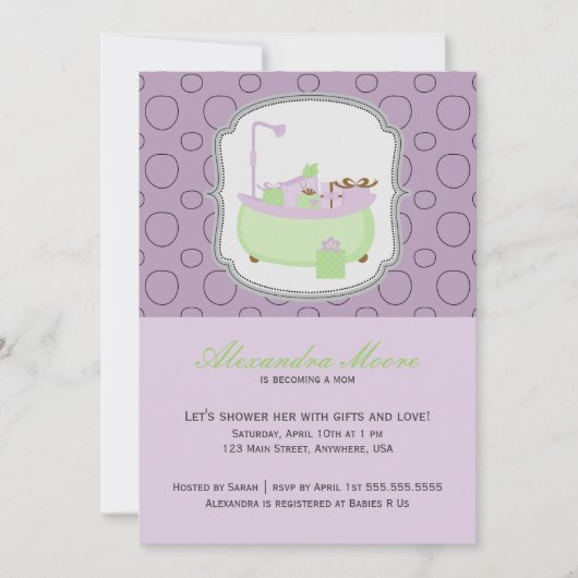 Uitnodiging Baby shower lavender & Limoen (Voorkant)