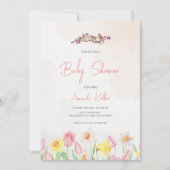 Uitnodiging Baby shower lente-Floral (Voorkant)