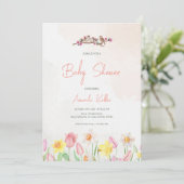 Uitnodiging Baby shower lente-Floral (Staand voorkant)