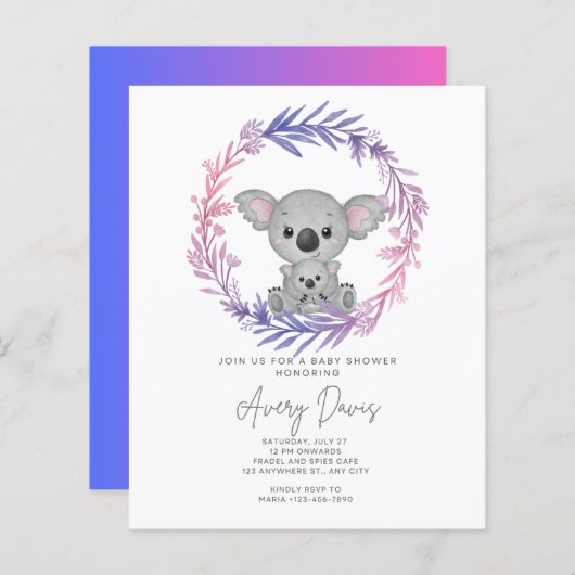 uitnodiging baby shower mam dier (Voorkant / Achterkant)