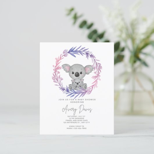 uitnodiging baby shower mam dier (Staand voorkant)