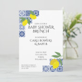 Uitnodiging Baby shower Middellandse Zee en Lemons (Staand voorkant)