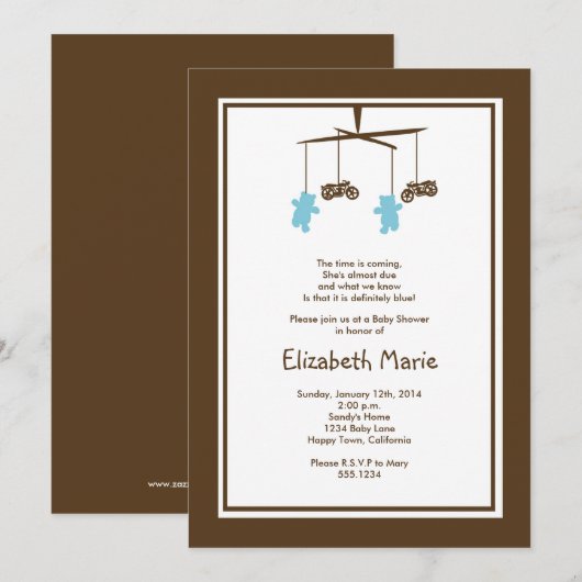 Uitnodiging Baby shower motorfiets (Voorkant / Achterkant)