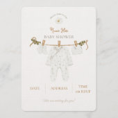 Uitnodiging baby shower neutraal bruin rustiek (Voorkant)