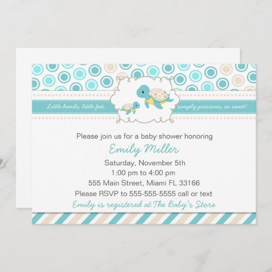 Uitnodiging Baby shower om te schilderen Unisex Bl (Voorkant / Achterkant)